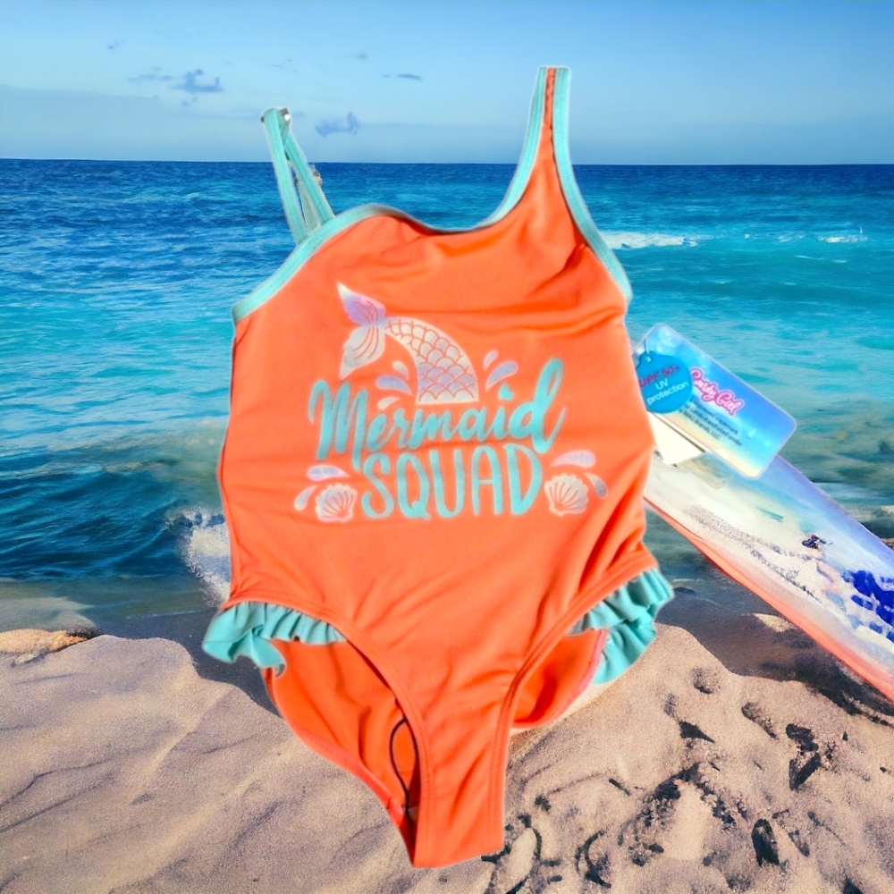 Kids girls mermaid swimsuit with uv protection size 4/5 xs NEW
